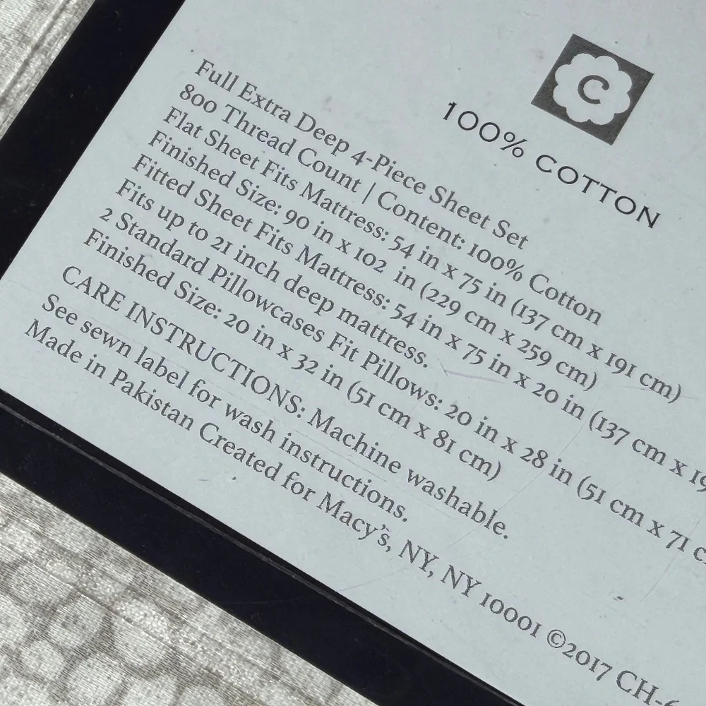 new PEBBLE Charter Club Sleep Luxe 800 TC 100% Cotton FULL Extra-Deep Sheet Set